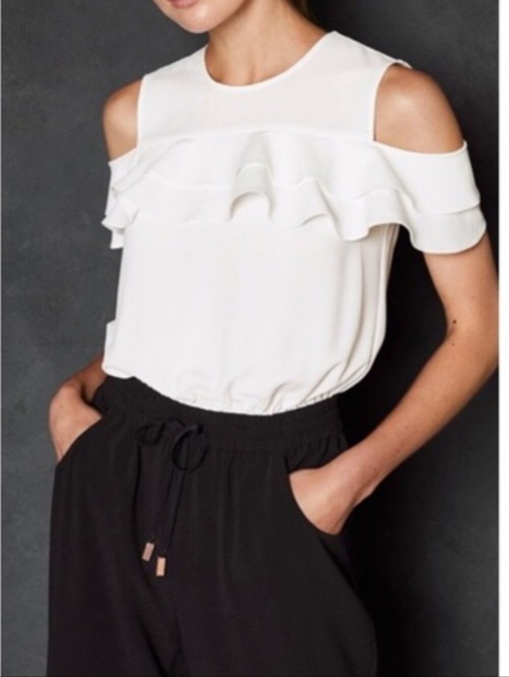 Ted Baker Toriil Ruffle Cold Shoulder Jumpsuit - Picture 4 of 13